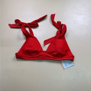 Shade & Shore Red Bikini Top Tie Strap Triangle Swim M NWT